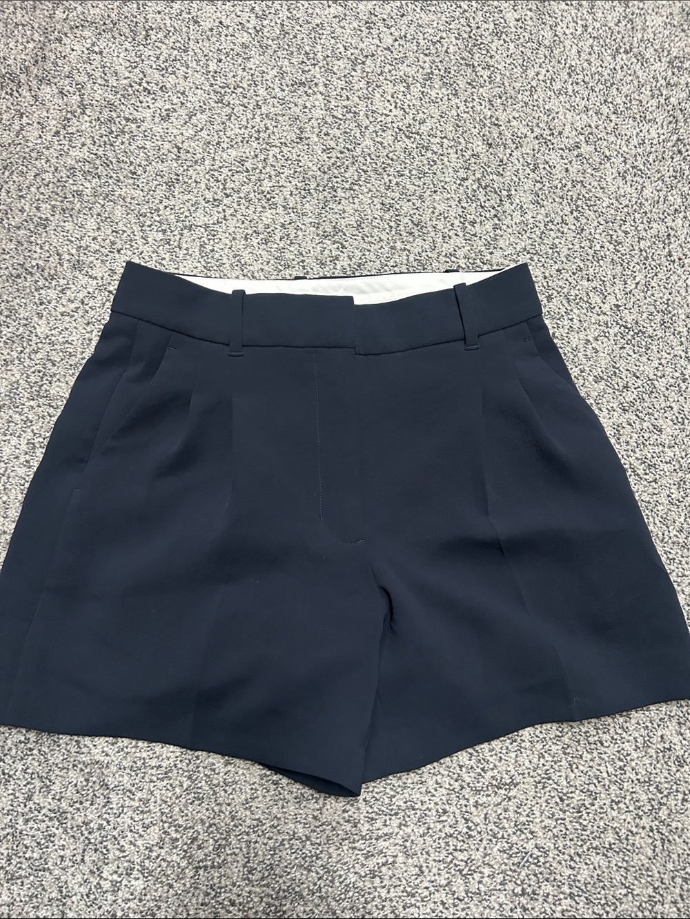 Aritzia Navy High-Waist Tailored Shorts